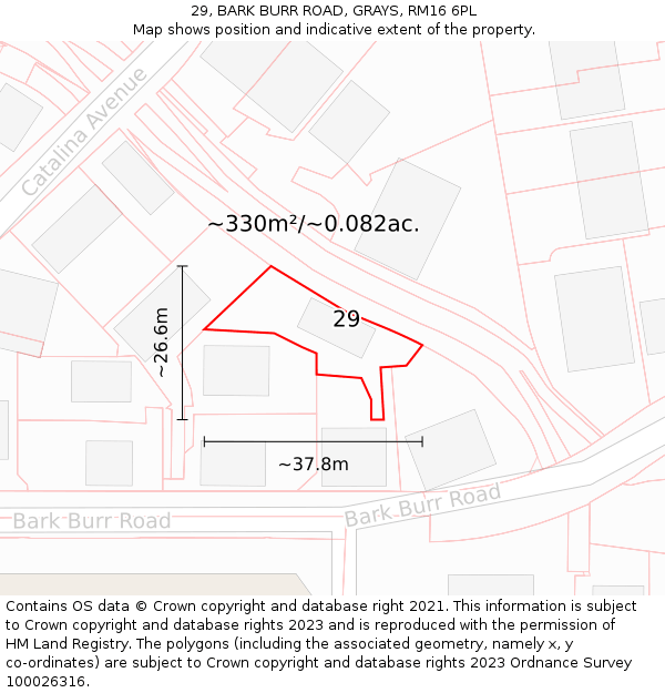 29, BARK BURR ROAD, GRAYS, RM16 6PL: Plot and title map