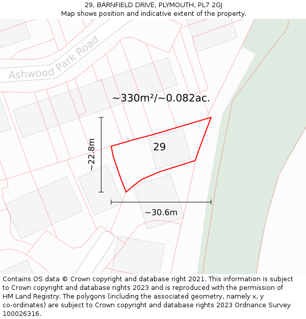 29, BARNFIELD DRIVE, PLYMOUTH, PL7 2GJ: Plot and title map