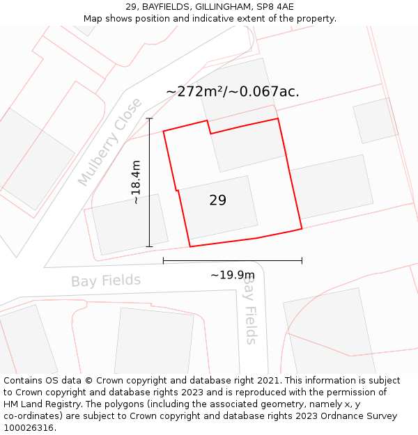 29, BAYFIELDS, GILLINGHAM, SP8 4AE: Plot and title map