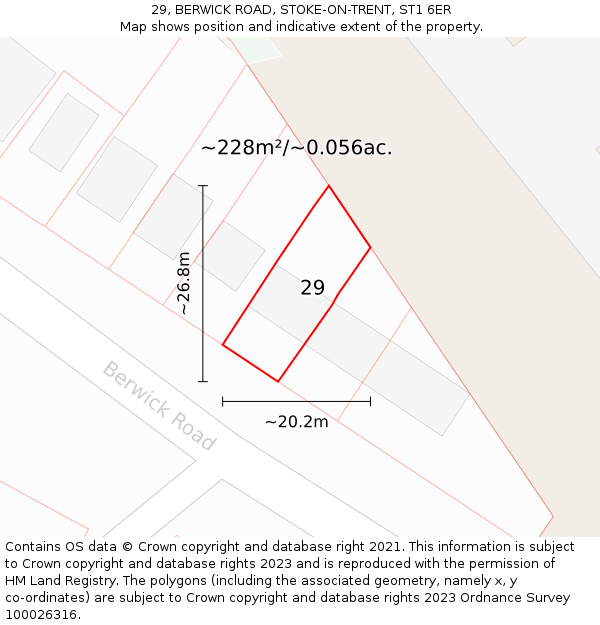 29, BERWICK ROAD, STOKE-ON-TRENT, ST1 6ER: Plot and title map