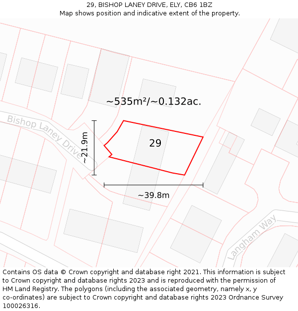 29, BISHOP LANEY DRIVE, ELY, CB6 1BZ: Plot and title map