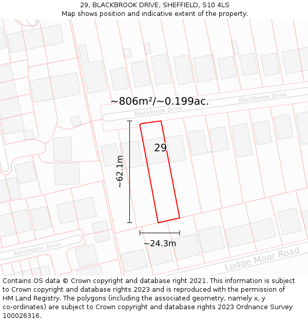 29, BLACKBROOK DRIVE, SHEFFIELD, S10 4LS: Plot and title map