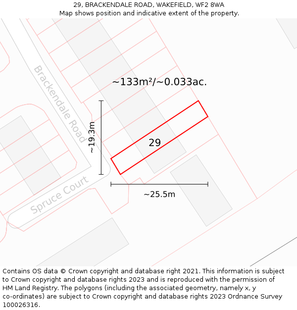 29, BRACKENDALE ROAD, WAKEFIELD, WF2 8WA: Plot and title map