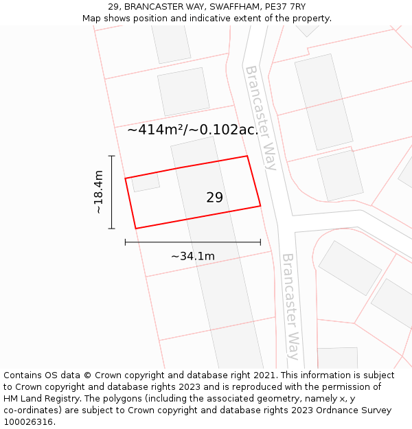 29, BRANCASTER WAY, SWAFFHAM, PE37 7RY: Plot and title map