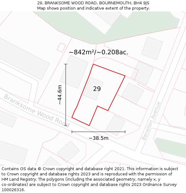 29, BRANKSOME WOOD ROAD, BOURNEMOUTH, BH4 9JS: Plot and title map