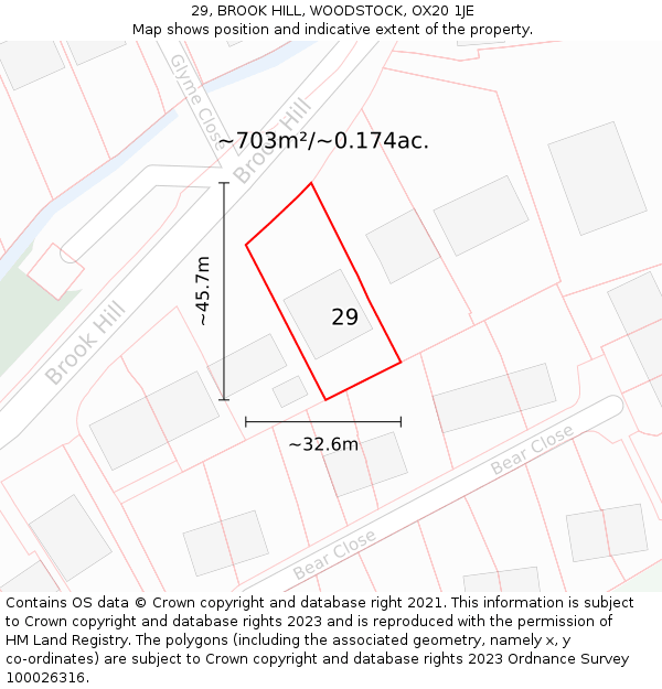 29, BROOK HILL, WOODSTOCK, OX20 1JE: Plot and title map