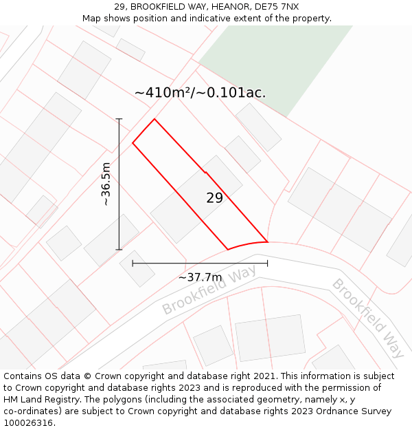 29, BROOKFIELD WAY, HEANOR, DE75 7NX: Plot and title map