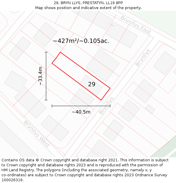 29, BRYN LLYS, PRESTATYN, LL19 8PP: Plot and title map