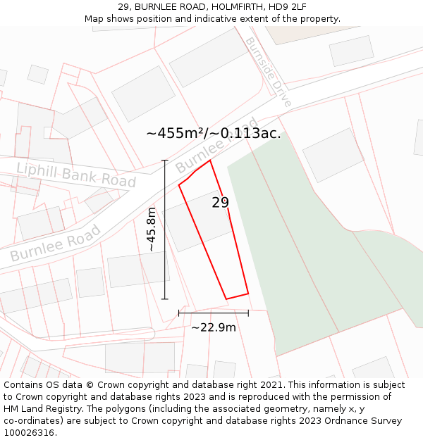 29, BURNLEE ROAD, HOLMFIRTH, HD9 2LF: Plot and title map