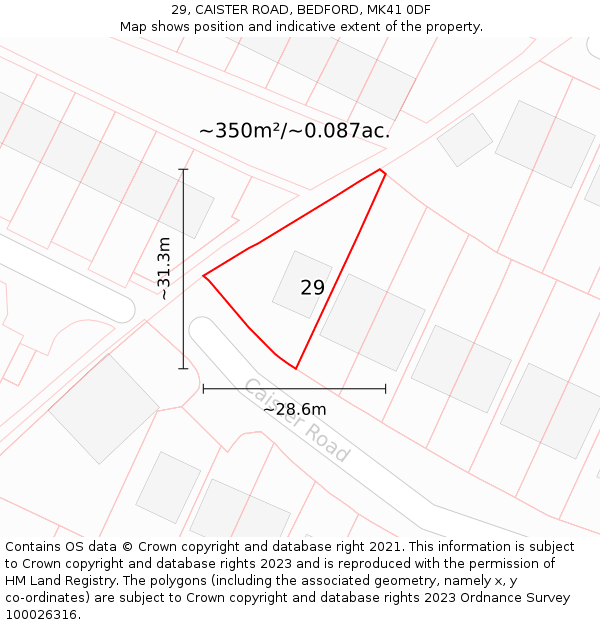 29, CAISTER ROAD, BEDFORD, MK41 0DF: Plot and title map