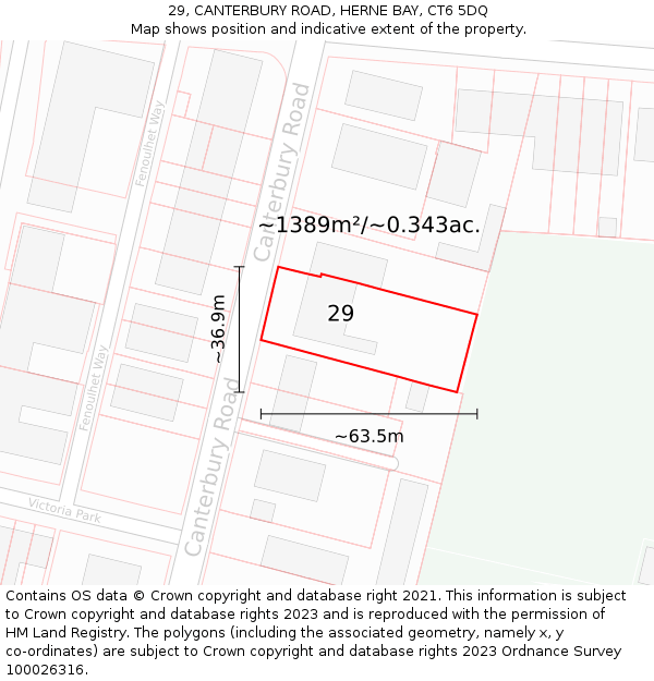 29, CANTERBURY ROAD, HERNE BAY, CT6 5DQ: Plot and title map