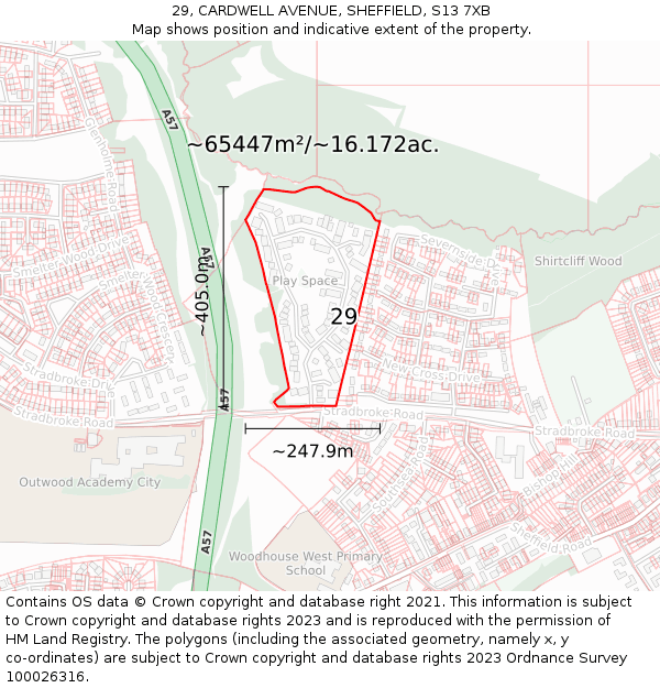 29, CARDWELL AVENUE, SHEFFIELD, S13 7XB: Plot and title map