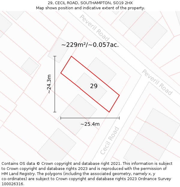 29, CECIL ROAD, SOUTHAMPTON, SO19 2HX: Plot and title map