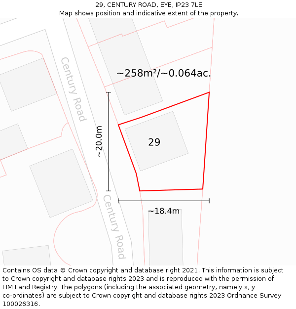 29, CENTURY ROAD, EYE, IP23 7LE: Plot and title map