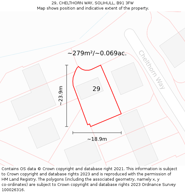 29, CHELTHORN WAY, SOLIHULL, B91 3FW: Plot and title map