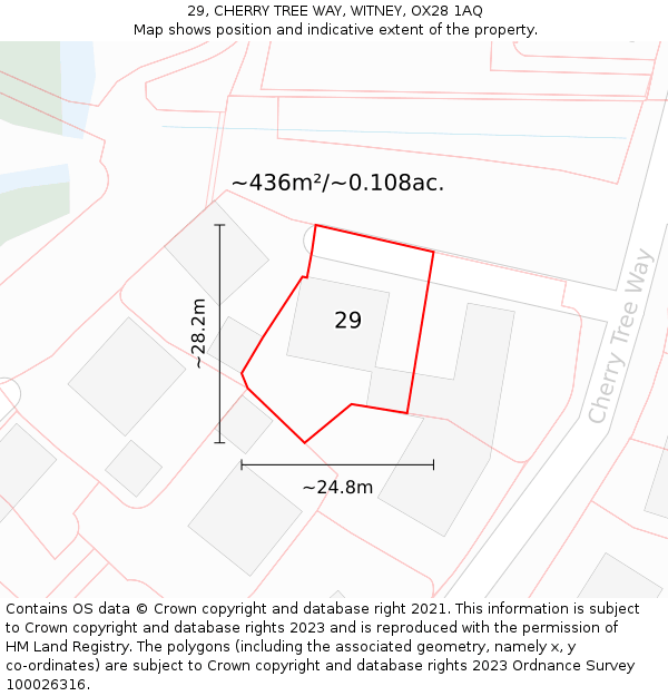 29, CHERRY TREE WAY, WITNEY, OX28 1AQ: Plot and title map
