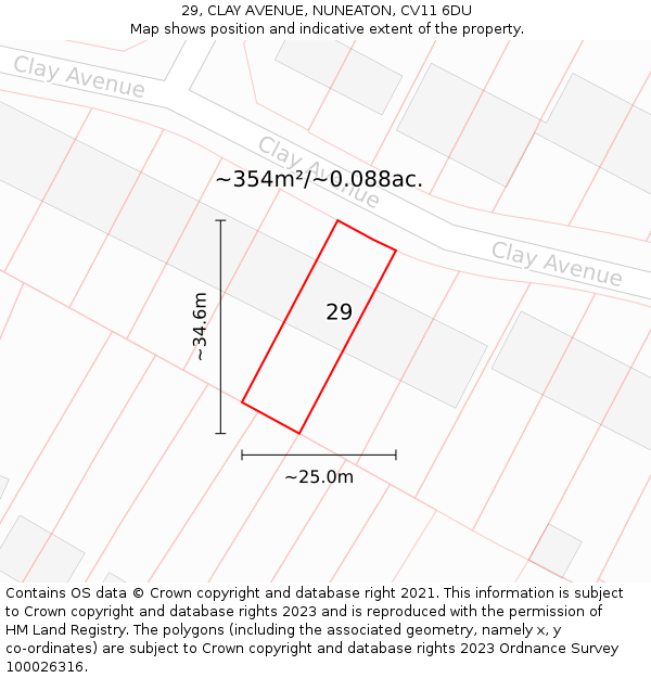 29, CLAY AVENUE, NUNEATON, CV11 6DU: Plot and title map