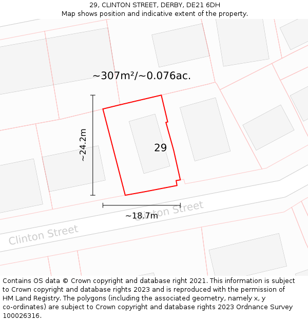 29, CLINTON STREET, DERBY, DE21 6DH: Plot and title map