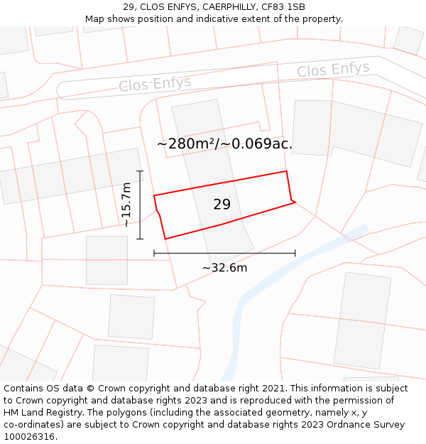 29, CLOS ENFYS, CAERPHILLY, CF83 1SB: Plot and title map