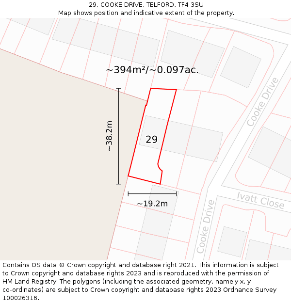 29, COOKE DRIVE, TELFORD, TF4 3SU: Plot and title map