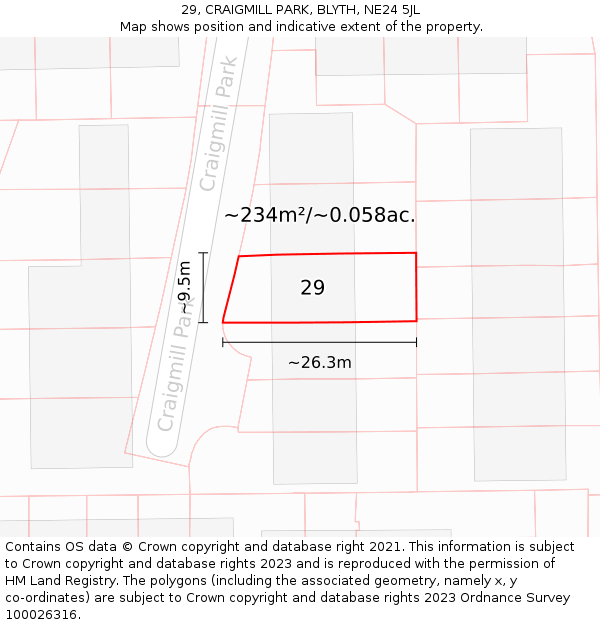 29, CRAIGMILL PARK, BLYTH, NE24 5JL: Plot and title map