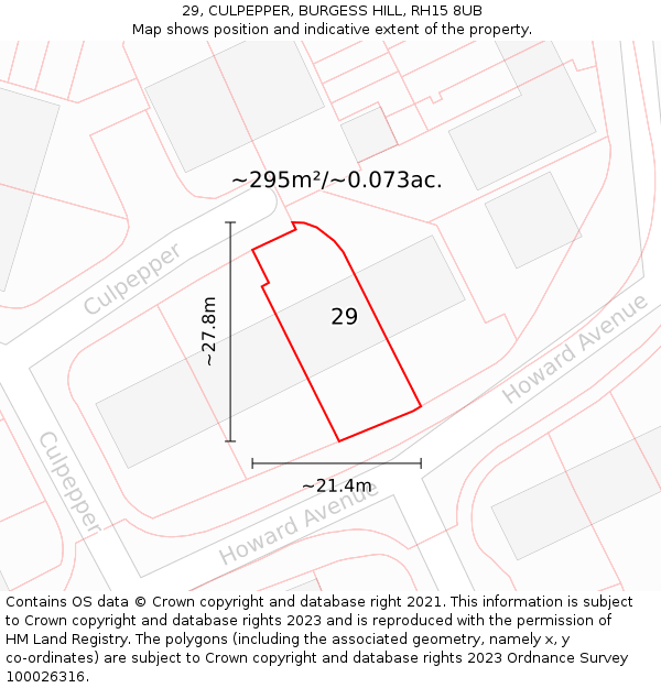 29, CULPEPPER, BURGESS HILL, RH15 8UB: Plot and title map