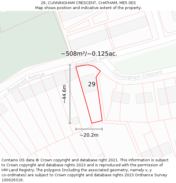 29, CUNNINGHAM CRESCENT, CHATHAM, ME5 0ES: Plot and title map