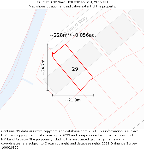 29, CUTLAND WAY, LITTLEBOROUGH, OL15 8JU: Plot and title map