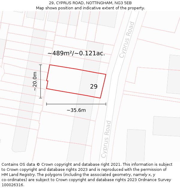 29, CYPRUS ROAD, NOTTINGHAM, NG3 5EB: Plot and title map