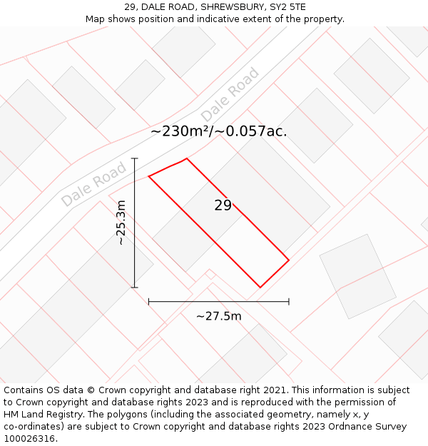 29, DALE ROAD, SHREWSBURY, SY2 5TE: Plot and title map