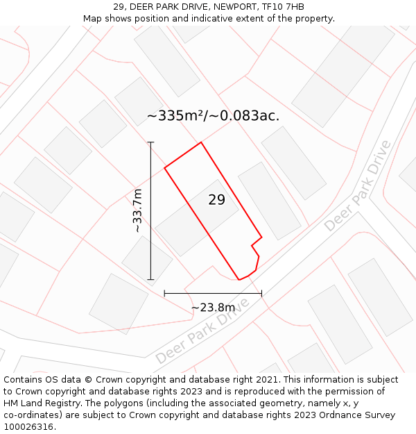 29, DEER PARK DRIVE, NEWPORT, TF10 7HB: Plot and title map