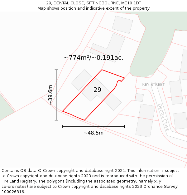 29, DENTAL CLOSE, SITTINGBOURNE, ME10 1DT: Plot and title map