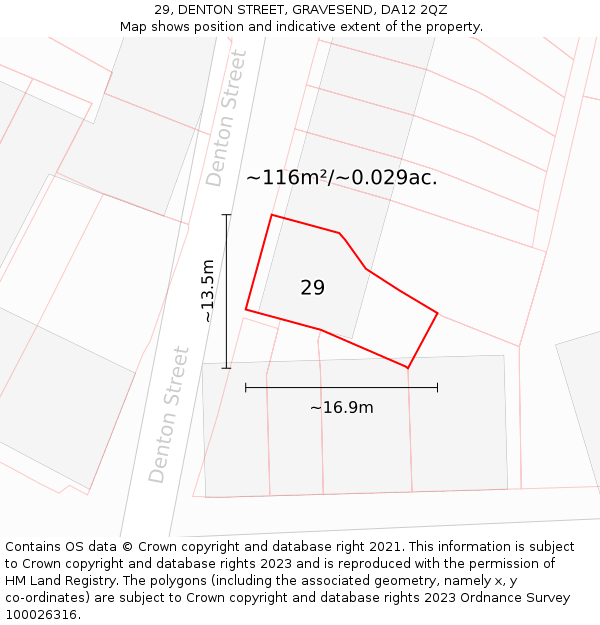 29, DENTON STREET, GRAVESEND, DA12 2QZ: Plot and title map