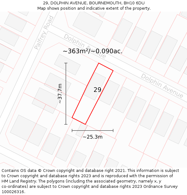 29, DOLPHIN AVENUE, BOURNEMOUTH, BH10 6DU: Plot and title map