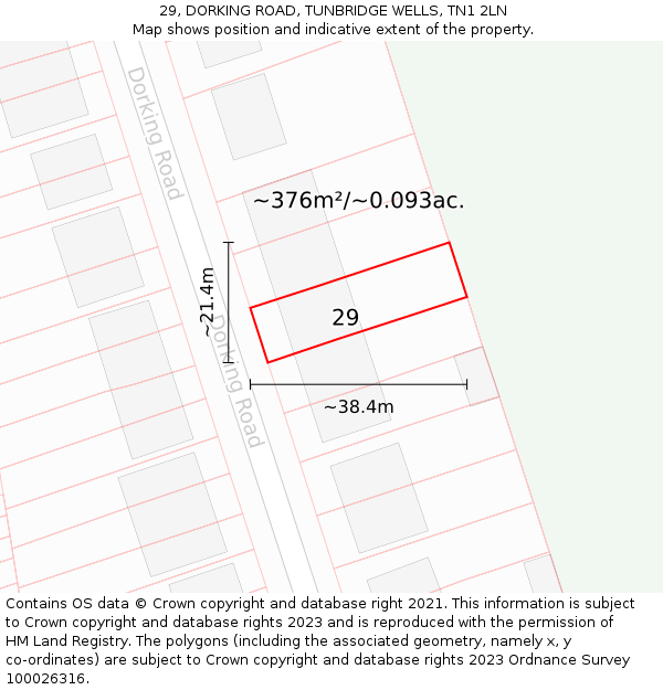 29, DORKING ROAD, TUNBRIDGE WELLS, TN1 2LN: Plot and title map