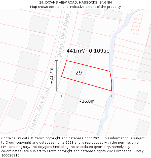 29, DOWNS VIEW ROAD, HASSOCKS, BN6 8HJ: Plot and title map