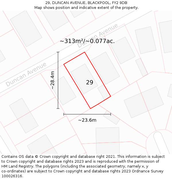 29, DUNCAN AVENUE, BLACKPOOL, FY2 9DB: Plot and title map