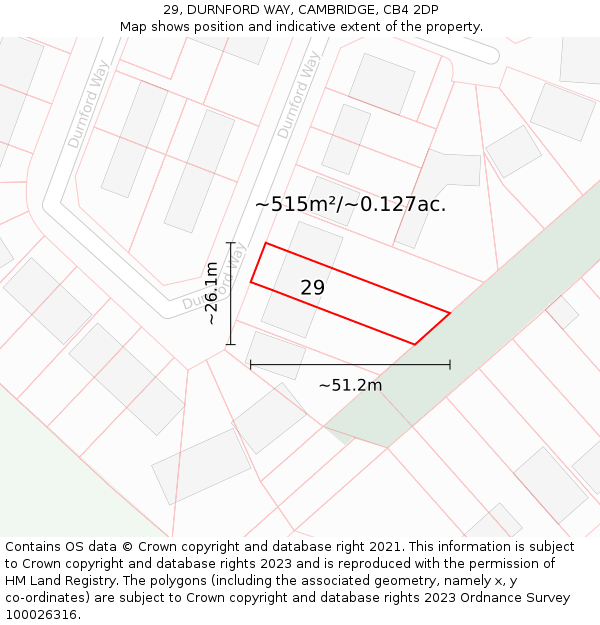 29, DURNFORD WAY, CAMBRIDGE, CB4 2DP: Plot and title map