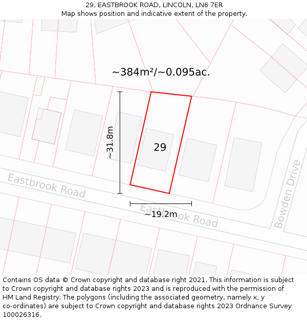 29, EASTBROOK ROAD, LINCOLN, LN6 7ER: Plot and title map