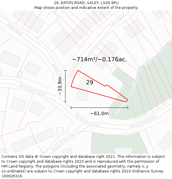 29, EATON ROAD, ILKLEY, LS29 9PU: Plot and title map