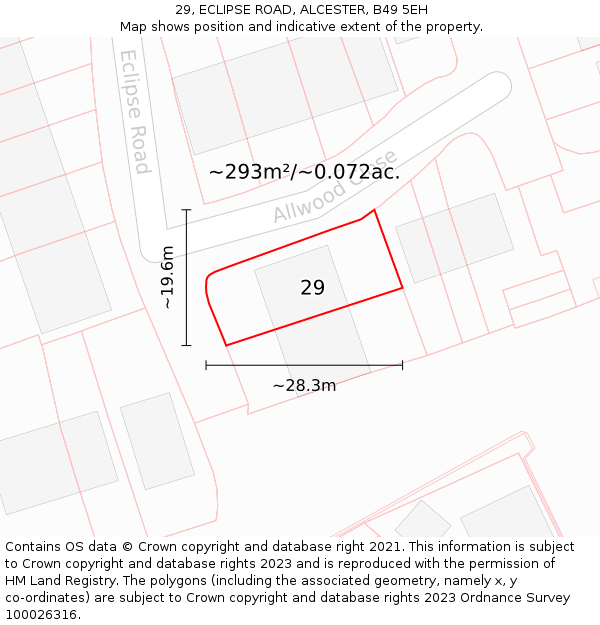 29, ECLIPSE ROAD, ALCESTER, B49 5EH: Plot and title map