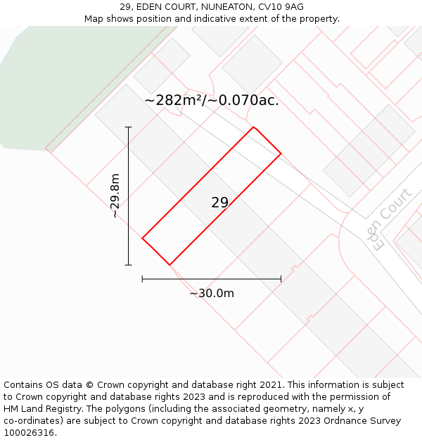 29, EDEN COURT, NUNEATON, CV10 9AG: Plot and title map