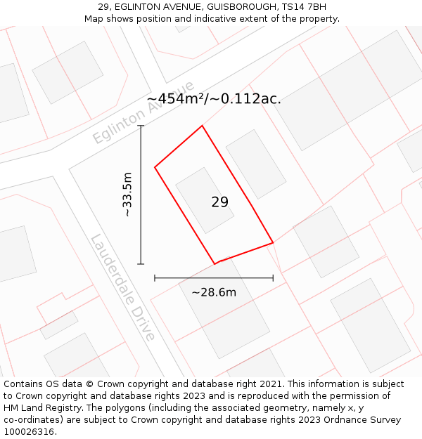 29, EGLINTON AVENUE, GUISBOROUGH, TS14 7BH: Plot and title map