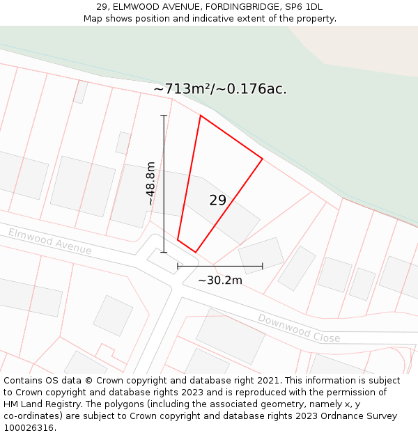 29, ELMWOOD AVENUE, FORDINGBRIDGE, SP6 1DL: Plot and title map