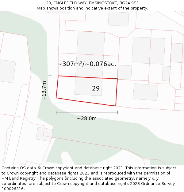 29, ENGLEFIELD WAY, BASINGSTOKE, RG24 9SF: Plot and title map