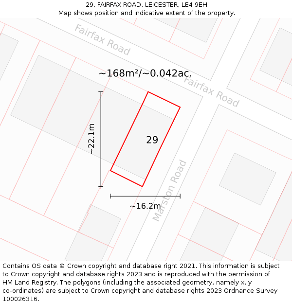 29, FAIRFAX ROAD, LEICESTER, LE4 9EH: Plot and title map