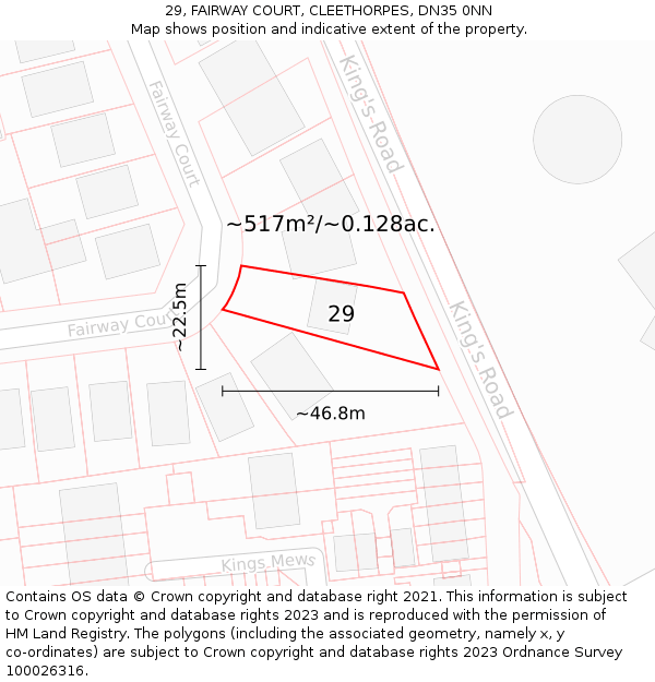 29, FAIRWAY COURT, CLEETHORPES, DN35 0NN: Plot and title map