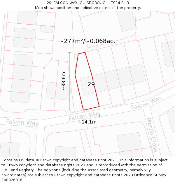 29, FALCON WAY, GUISBOROUGH, TS14 8HR: Plot and title map