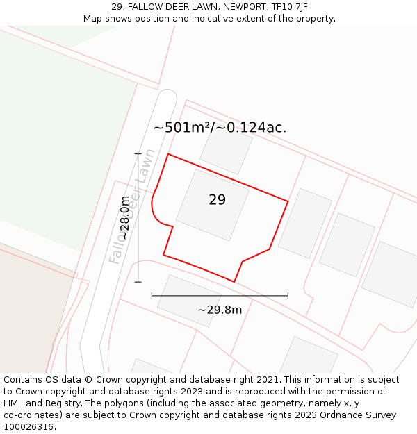 29, FALLOW DEER LAWN, NEWPORT, TF10 7JF: Plot and title map