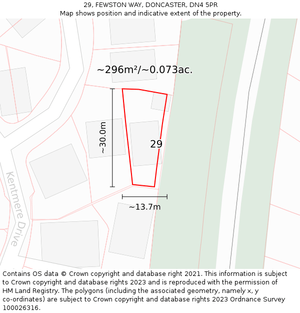 29, FEWSTON WAY, DONCASTER, DN4 5PR: Plot and title map